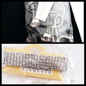 Swarovski element stud earrings & bracelet